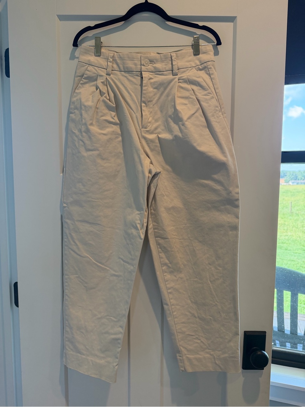 Banana Republic Cream Pleated Chinos